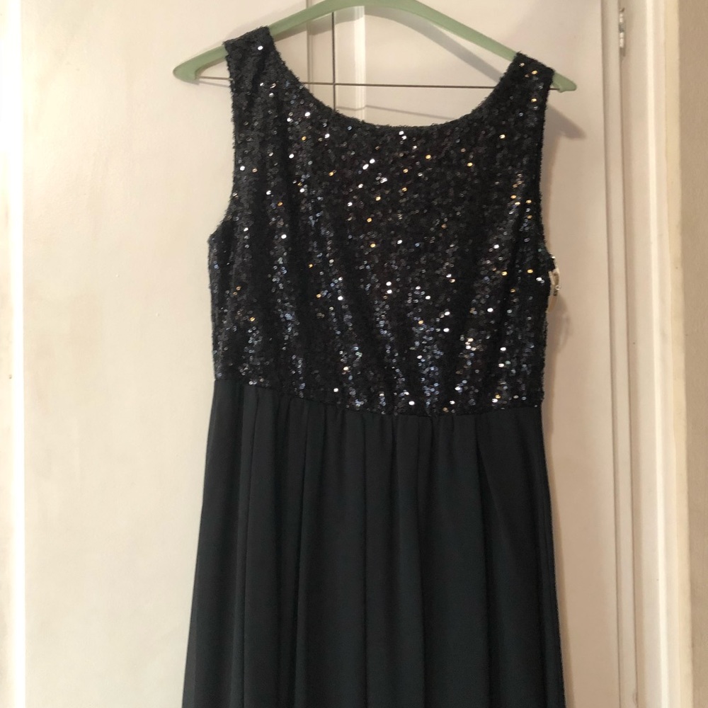 Black sequin top high low dress! Size M
